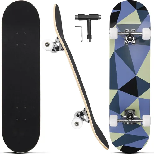 Patinetas para principiantes, adultos, jóvenes, adolescentes, niños o niñas, de 31 x 8 pulgadas, patinetas completas de 7 capas de madera de arce