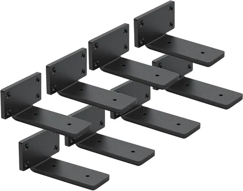 Miniatura 15 de Paquete de 4 soportes de estante flotantes de 8 pulgadas, soporte de estante oculto de 1/5 pulgadas de grosor, soportes de metal de hierro