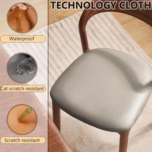 Miniatura 4 de Sillas de comedor de madera maciza con respaldo curvo, sillas de comedor modernas de mediados de siglo, sillas de comedor tapizadas de tela
