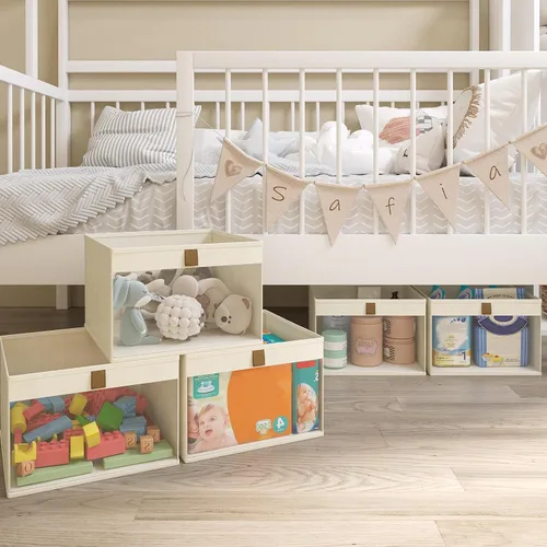Miniatura 9 de Organizadores y almacenamiento de ropa para armario, cestas de almacenamiento plegables con ventana de malla para ropa, toallas y juguetes, 10.75 x
