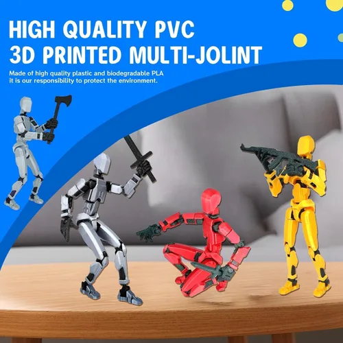Miniatura 4 de MerryXD T13 - Figura de acción 3D, figura de acción de Nova Titan Lucky 13, figura de acción impresa en 3D, juguete móvil multiarticulado, plateado