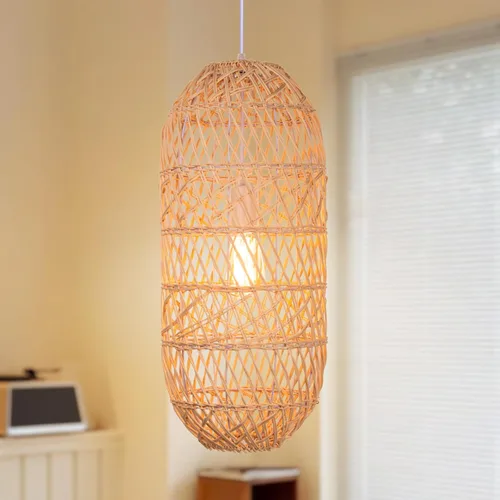 Miniatura 4 de Arturesthome Lámpara colgante de 1 luz de ratán natural, pantalla de lámpara colgante tejida, lámpara de techo colgante, lámpara colgante hecha a