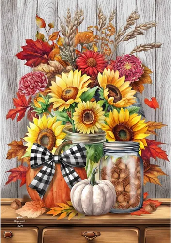 Miniatura 13 de Bandera patriótica de calabaza para jardín, girasoles de EE. UU., 12.5 x 18 pulgadas Briarwood Lane Calabazas