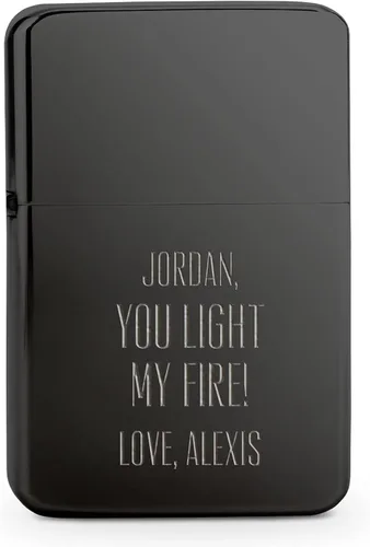 Miniatura 2 de Weddingstar Encendedor personalizado de metal a prueba de viento personalizado negro plomizo - You Light My Fire Grabado Negro (Gunmetal Black)