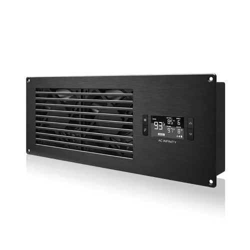 Miniatura 8 de AC Infinity AIRFRAME T7 Blanco, Sistema de ventilación de alto flujo de aire 17", flujo de aire de escape, para salas de equipos AV, armarios