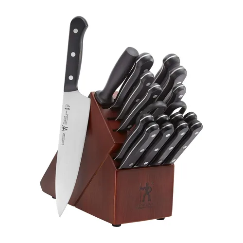 Miniatura 13 de HENCKELS Solution - Juego de 15 cuchillos ultraafilados con bloque, cuchillo de chef, cuchillo de pan, cuchillo de carne, ingeniería alemana Negro