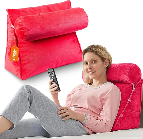 Miniatura 12 de Cheer Collection Almohada de cuña de lectura, almohada de TV con almohada ajustable, soporte de espalda de espuma viscoelástica para sofá y cama