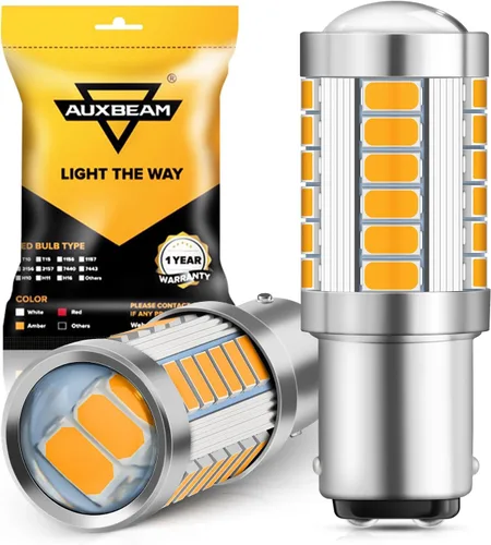 Auxbeam 1157 2357 Bombillas LED amarillas ámbar, súper brillantes 2057 2357 7528 BAY15D Bombillas LED de reemplazo para luces de señal de giro