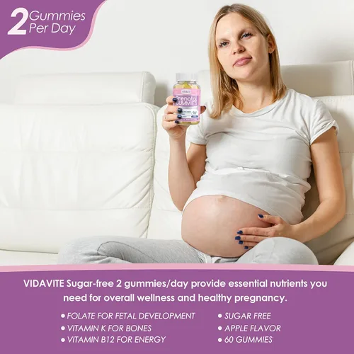 Miniatura 3 de VIDAVITE Gomitas prenatales sin azúcar, más de 30 nutrientes (colina, folato, hierro, vitaminas) para apoyo fetal y neuronal, huesos, energía e