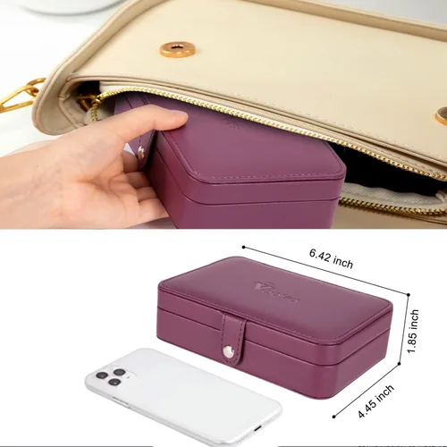 Miniatura 7 de Voova Pequeña caja organizadora de joyas, estuche de viaje para mujeres, adolescentes, niñas, mini cajas de almacenamiento de joyas portátiles