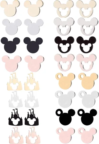 16 pares de bonitos aretes de ratón pequeños para mujeres niñas niños aretes hipoalergénicos Acero inoxidable Metal