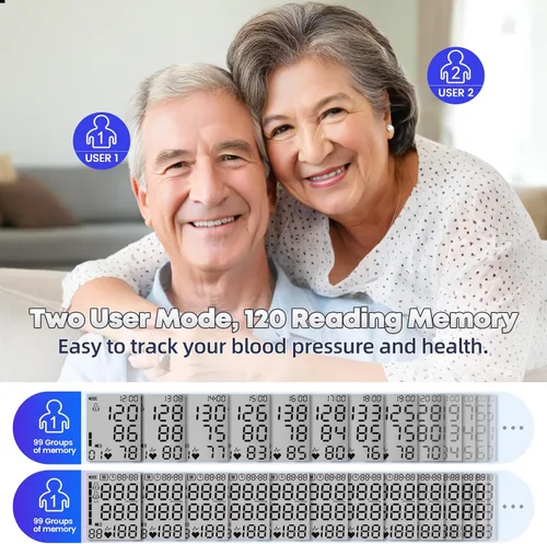 Miniatura 7 de GUAEVER Monitor de Presión Arterial Recargable Monitores de Presión Arterial para Brazo Superior para Uso Doméstico Pantalla Grande Máquina Bp