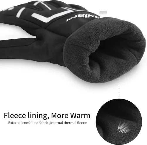 Miniatura 2 de INBIKE Guantes de ciclismo para hombres invierno a prueba de viento reflexivo almohadillas de gel térmico pantalla táctil