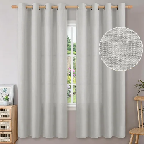 Miniatura 18 de BGment Cortinas de Lino Beige de 63 Pulgadas de Largo 2 Paneles - Tratamientos para Ventanas con Textura de Arpillera Filtrantes de Luz Cortinas