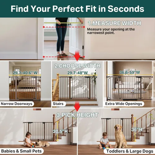 Miniatura 3 de Cumbor Puerta para bebés de 29.7-40.6 pulgadas para escaleras, puerta de perro ganadora de los premios Mom's Choice Awards para puertas, puertas