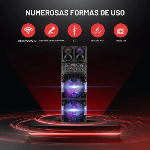 Miniatura 3 de Pyle Altavoz portátil Bluetooth PA - Sistema de audio de karaoke BT de 600W dual de 10" recargable para interiores/exteriores - Pantalla LED