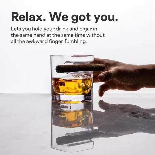 Miniatura 6 de Corkcicle Vaso Premium para Cigarro - Vaso de Whiskey de Doble Uso - Muesca para Cigarro Incorporada - Diseño Ergonómico - Construcción Duradera