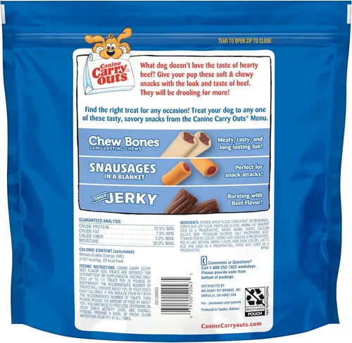 Miniatura 8 de Canine Carry Outs Golosinas para perros, sabor a ternera, bolsa de 47 onzas