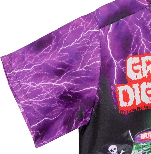 Miniatura 5 de Monster Jam Trucks Grave Digger - Camisa hawaiana de manga corta con botones para niños