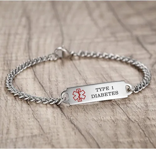 Miniatura 16 de Pulseras de identificación de alerta médica de 6.5 "-8.5" para mujeres, pulseras de emergencia médica de acero inoxidable, grabado gratuito
