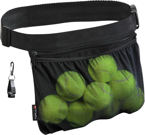 Tennis Ball Holder, Pickleball Holder Bag for Women, Men & Teens, Ball Pouch, Mesh Waist Hip Bag Carrier, Easy Holding 6-8 Pickle Balls or Tennis,