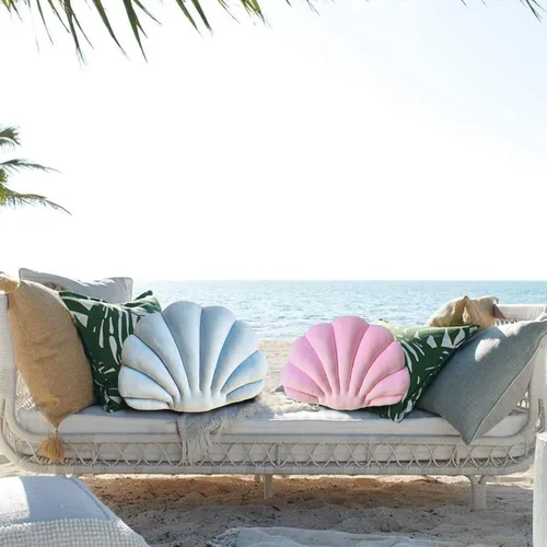 Miniatura 8 de YRXRUS Almohadas con forma de concha, almohada en forma de concha verde lago, almohada decorativa pequeña y linda con forma de concha marina