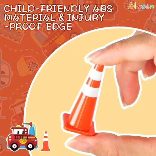 Miniatura 2 de 50 mini conos de tráfico de 1.7 pulgadas, juguete pequeño Alyoen para niños, conos de tráfico naranjas en miniatura, juguete de cono de bloque