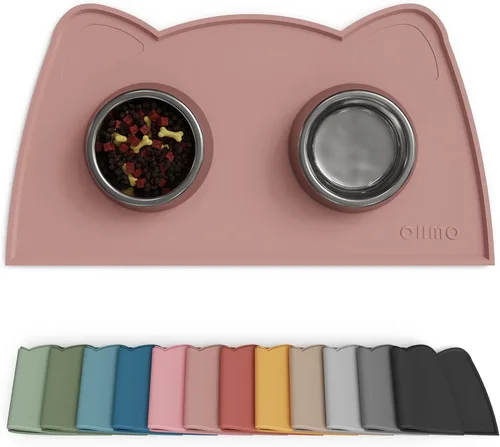 Miniatura 36 de OHMO - Tapete de silicona para comida para gatos, tapete de alimentación de mascotas para el piso, antideslizante e impermeable, bandeja para agua