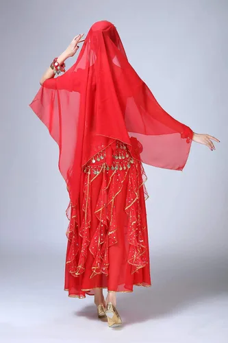 Miniatura 7 de ORIDOOR Vestido de danza del vientre para mujer, disfraz indio de Bollywood para Halloween, faldas de gasa, trajes brillantes para danza