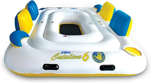 Body Glove Catalina Island - Salón flotante inflable para seis personas con altavoz Bluetooth, 2 enfriadores y 6 soportes para bebidas, zona de