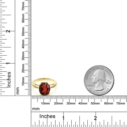 Miniatura 33 de Gem Stone King Anillo de compromiso de oro amarillo de 14 quilates de 2-3 quilates con piedra preciosa ovalada de 0.394 x 0.315 in y diamantes
