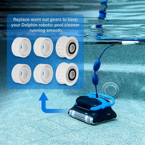 Miniatura 6 de Piezas de repuesto robóticas automáticas para limpiador de piscinas, ruedas guía paquete de 4 con 2 engranajes de polea 3884997-R6 para Maytronics