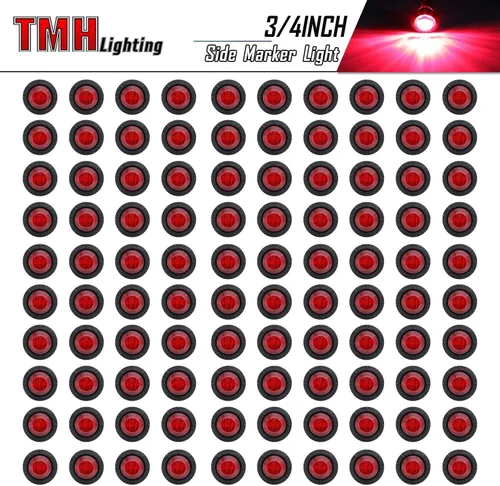 Miniatura 2 de TMH Paquete de 100 luces LED rojas de 3/4 pulgadas, luces marcadoras LED laterales para remolque, camión, caravana, coche, autobús, furgoneta Rojo