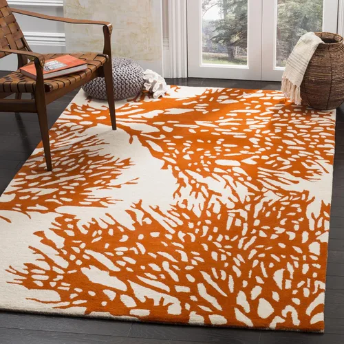 Miniatura 2 de SAFAVIEH Bella Collection - Alfombra cuadrada de 7 pies, color beige y terracota, lana hecha a mano, ideal para zonas de alto tráfico en sala
