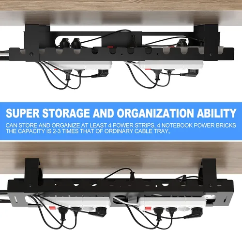 Miniatura 2 de Organizador de cables para debajo del escritorio, organizador de cables ajustable grande debajo de la mesa, organizador de cables para escritorio