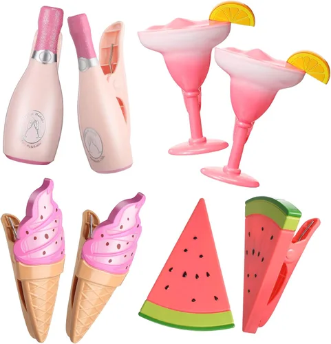 Miniatura 8 de Sieral 8 clips para toallas de playa, sillas de playa, piscina, clips para sillas, soporte de plástico resistente al viento, divertidas pinzas