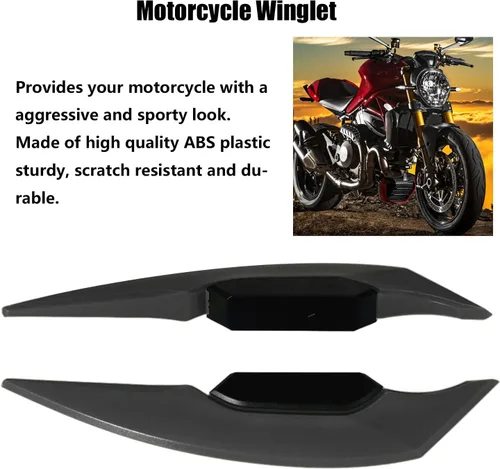Miniatura 2 de Akozon 1 juego de alerón aerodinámico para motocicleta, compatible con motocicletas universales y bicicletas eléctricas (negro)