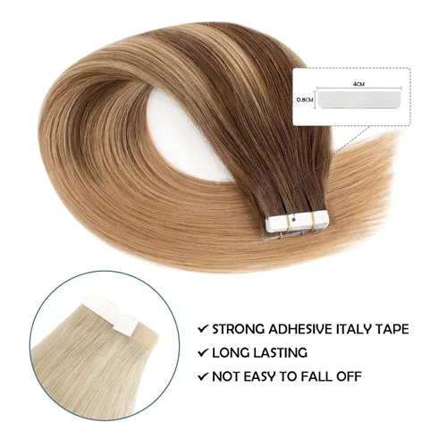 Miniatura 4 de Sassina Extensiones de Cabello Humano con Cinta Negro Azabache 12 Pulgadas 30g/paquete 20pcs Liso Sin Costuras Trama de Piel Extensiones de Cabello