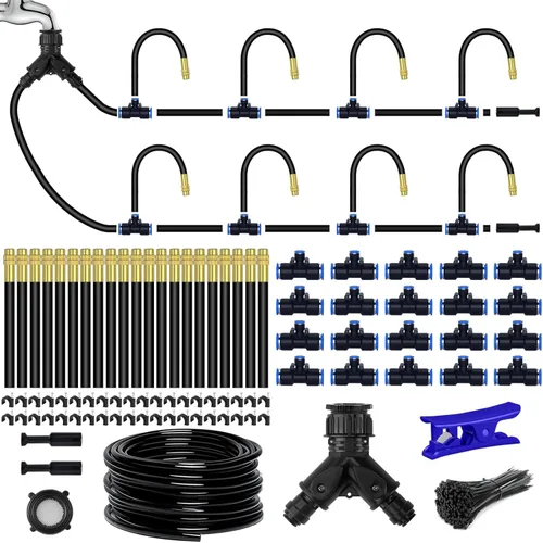Miniatura 9 de Sistema de riego por goteo de 49.21 pies, kit de riego por goteo flexible de 360°, sistema de riego automático para jardín, sistema de nebulización