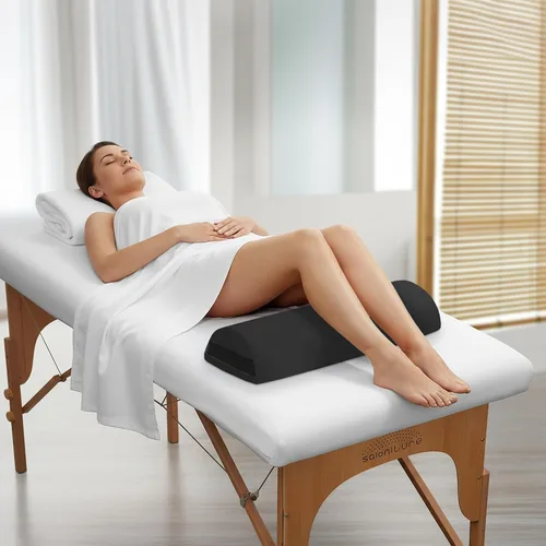 Miniatura 3 de Saloniture Almohadilla de almohada jumbo para mesa de masaje media redonda, para debajo de la rodilla, 26 x 9 x 4.5 pulgadas, color negro