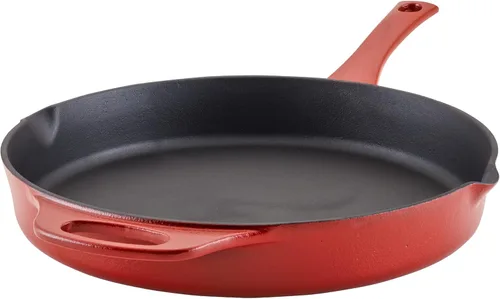 Miniatura 15 de Rachael Ray NITRO Sartén de Hierro Fundido con Mango Auxiliar y Picos Vertedores, 12 Pulgadas, Gris