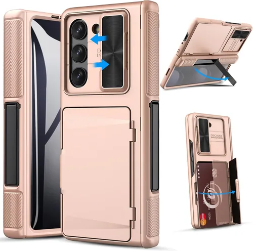 Miniatura 9 de GBEE Funda para Samsung Galaxy Z Fold 5 con función atril, protector de pantalla, tarjetero y cubierta deslizante para cámara y protección de Negro