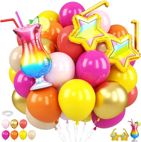 Miniatura 15 de Globos de Casino, Globos Metálicos Negros Rojos Dorados de 12 Pulgadas con Confeti y Dados de Lámina para Decoración de Fiesta Temática de Juego