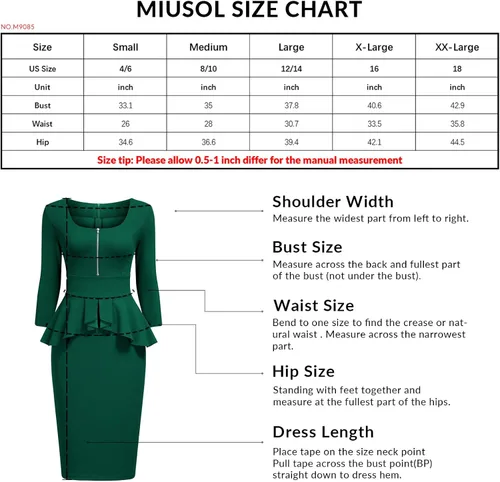 Miniatura 6 de Miusol - Vestido de mujer estilo retro con cuello cuadrado y volantes