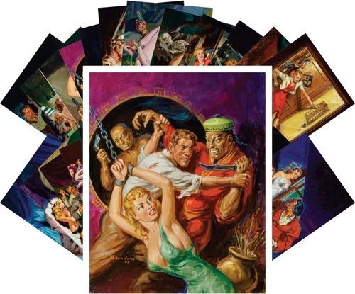 Miniatura 13 de PIXILUV Postales vintage 24 piezas Vintage SciFi Comic Book Art Magazine Covers Negro