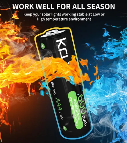 Miniatura 8 de Paquete de 12 baterías AAA recargables, 1.2 V 600 mAh NiMH precargadas triple A para luces solares al aire libre y dispositivos domésticos, baja