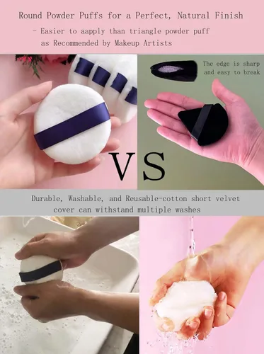 Miniatura 5 de Powder Puff - Polvo de maquillaje de terciopelo ultra suave lavable de 3.15 pulgadas para polvo facial, polvo fijador, polvo corporal, polvo suelto
