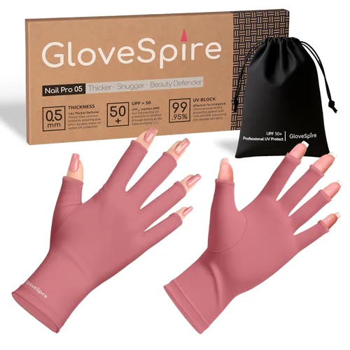 Miniatura 8 de Guantes UV Engrosados para Uñas, Guantes de Protección UV UPF50+, Diseño sin Dedos para Mujeres Manicuras en Gel Anti Luz UVA UVB