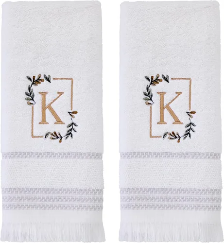 Miniatura 32 de SKL Home Toalla de baño casual con monograma, S, 28 x 54 pulgadas, color blanco