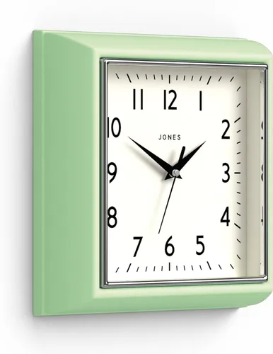 Miniatura 7 de JONES CLOCKS® Reloj de pared mostaza Reloj retro cuadrado 10 pulgadas Negro Números fáciles de leer Perfecto para cocina u oficina